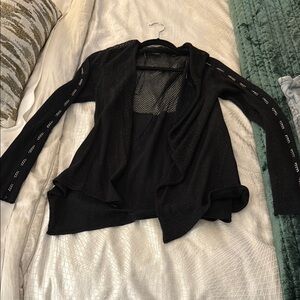 Rock & Republic Black Cardigan with Waterfall Hem